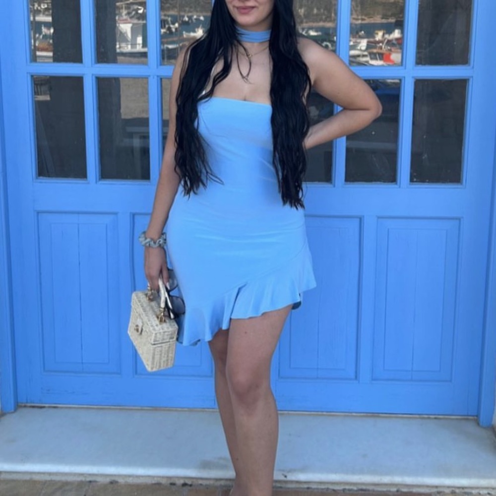 Light blue frill mini Dress